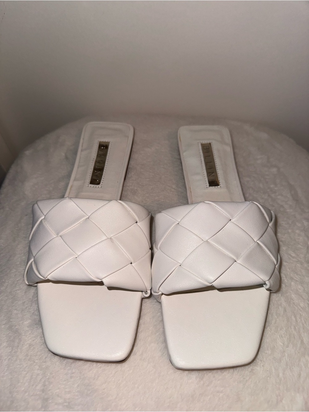 Billini Felix White Braided Slide sandals